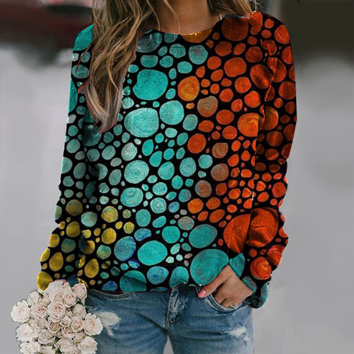 Multicolor Abstract Print Womens Sweatshirt
