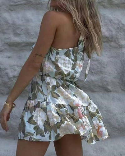 Floral Print Sling Sexy Casual Holiday Dress