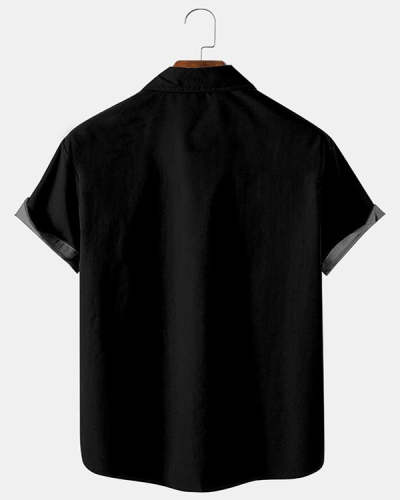 Men's Crucifix Print Casual Breathable Short Sleeve Hawaiian Shirts Top