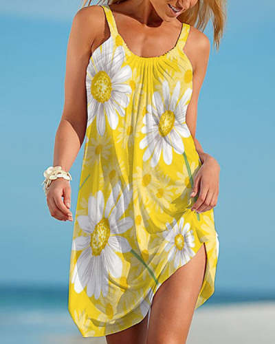 Beach Casual Loose Sunflower Dress