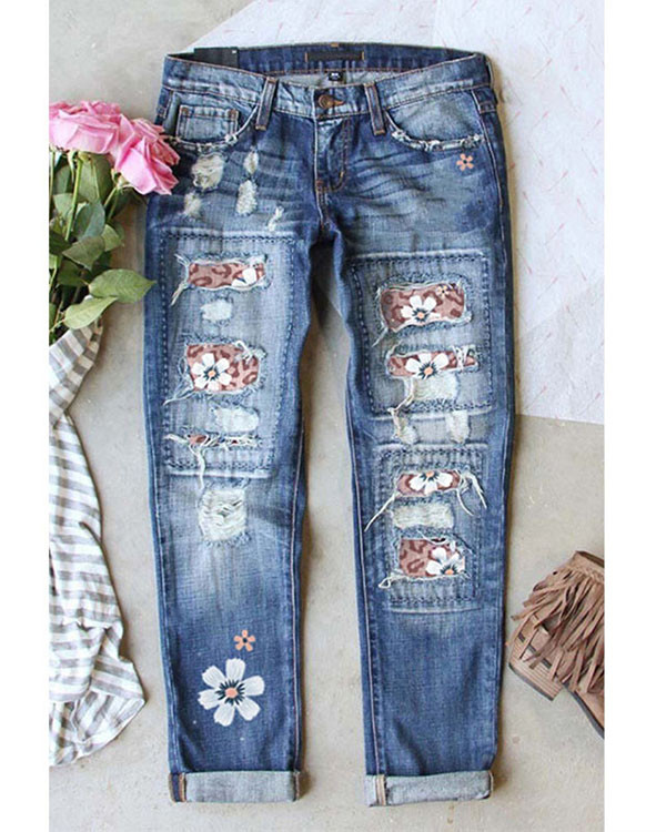 Women's Pattern Ripped Jeans