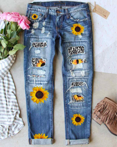 Women's Pattern Ripped Jeans