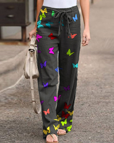 Women's Rainbow Butterfly Pattern Loose Pants
