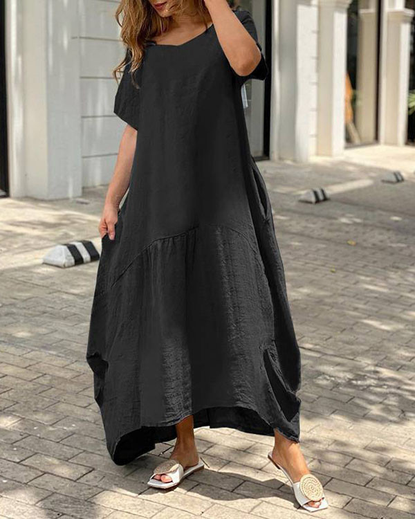 Casual Loose Plus Size Linen Maxi Dress