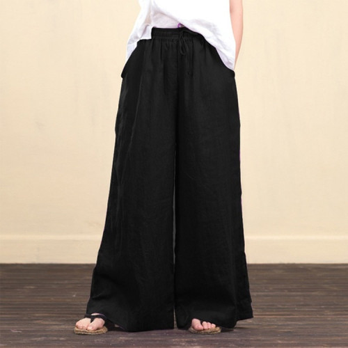 Loose fashion cotton and linen trousers