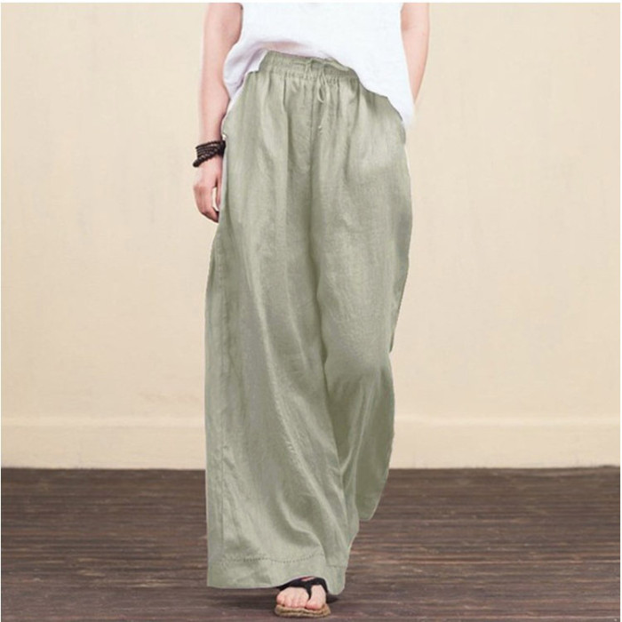 Loose fashion cotton and linen trousers