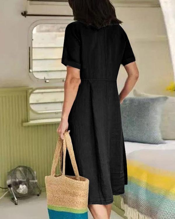 Solid Loose Linen Dress