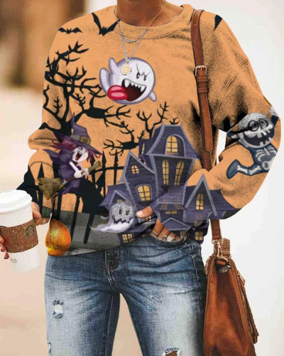 Women's Witcher Print Loose Sweatshirt