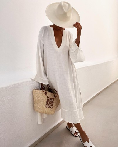 Loose and comfortable long linen dress
