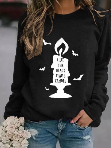 Halloween Black Flame Candle Print Vintage Sweatshirt