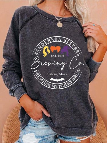 Witch Three Sisters Printed Long Sleeve Sweatshirt