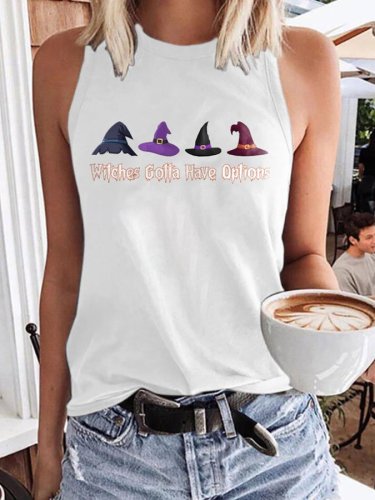 Witches Gotta Have Options Print Sleeveless Casual Tank Top