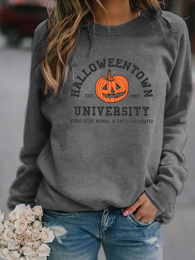 Halloween Letters Print Long Sleeve Sweatshirt