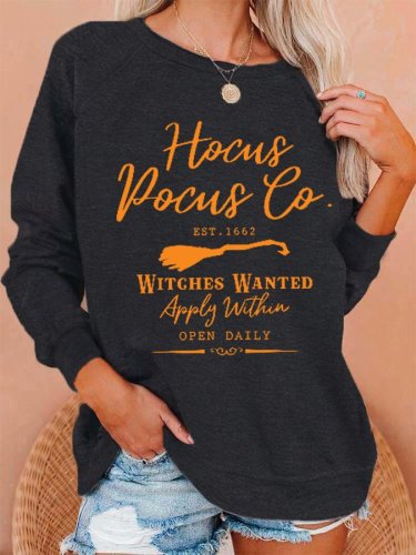 Women's Witch Broom Print Casual Sweatshirt