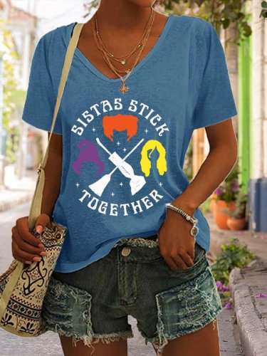 Sistas Stick Together Print Short Sleeve T-Shirt