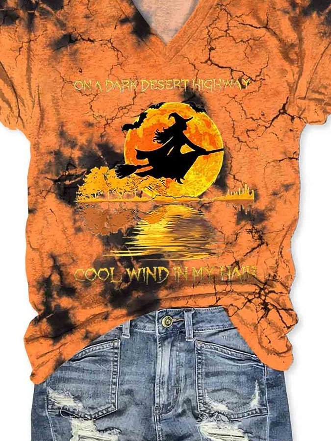 Women Halloween On A Dark Desert Highway Casual T-Shirt