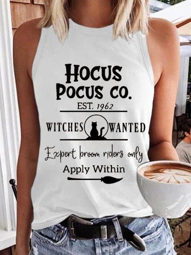 Women's Co. Est1962 Broom Witches Black Cat Print Tank Top