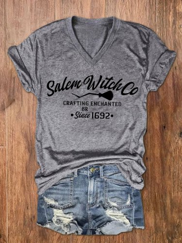 Women's Salem WitchCo Crafting Enchanted Since 1692 Printed V-Neck T-Shirt