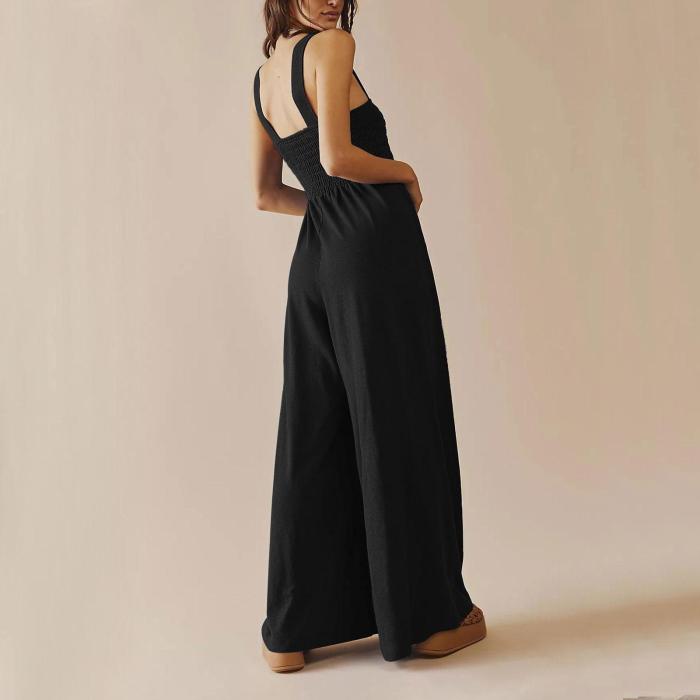 Sleeveless Bustier Tank Top Loose Wide Leg Jumpsuit