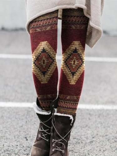Women's western style geometric print leggings