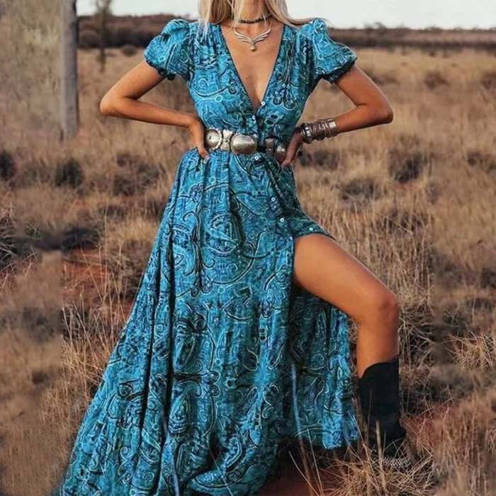 Cowgirl Button Down Paisley Tribal Dress