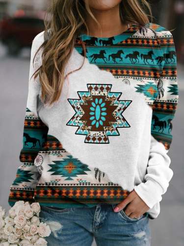 Ethnic Print Sweatshirt