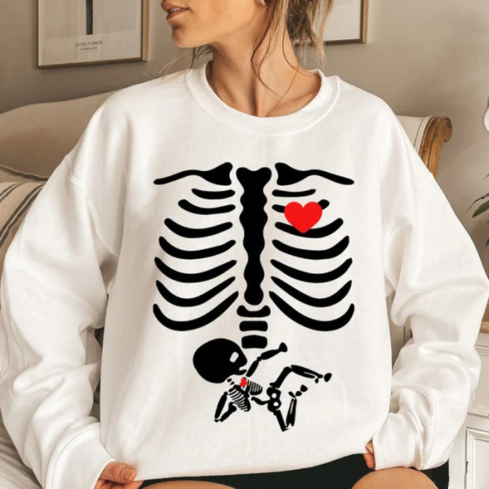 Halloween Funny Skeleton Maternity Sweatshirt