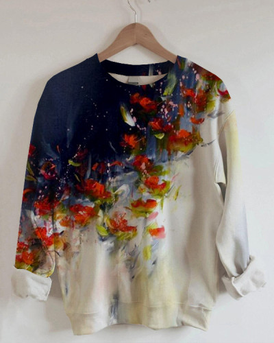 Women's Artistic Floral Print Sweatshirt