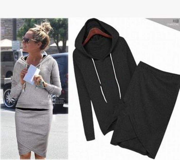 Fashion Casual Solid Color Sweater Two-piece Set