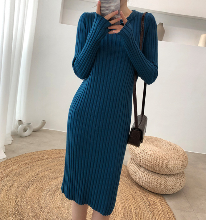 Split Knitted Sweater Two-Piece Dress