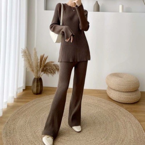 Women'S Wide-Leg Pants Thickened Casual Set