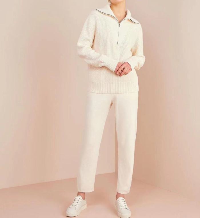 Temperament sports and leisure knitted two-piece set