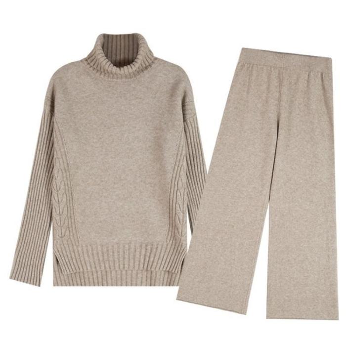 Turtleneck Size Split Sweater Suits