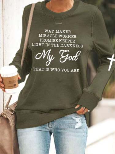 Women's Faith My God Print Casual Crewneck Sweatshirt
