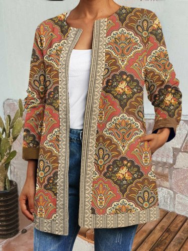 Women's Ethnic Pattern Print Casual Sweatshirt