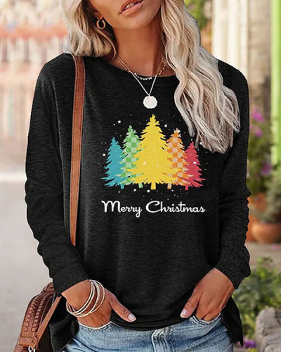 Christmas Casual Long Sleeve Crew Neck Loose Top