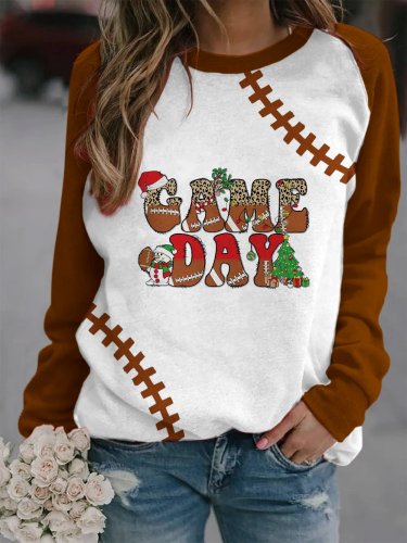 Women's Christmas Game Day football Print Sweatshirt