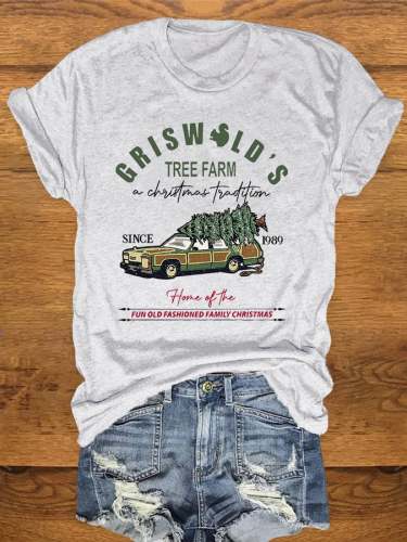 Women's Christmas Tree Vintage Griswold Christmas Print T-Shirt