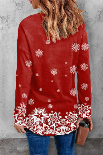 Christmas Elk Abstract  V Neck Casual Tops