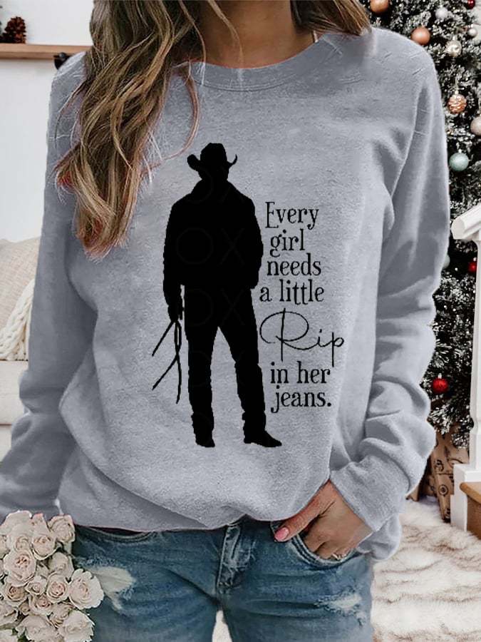 Women's Every Girl Needs a Little Rip Beth Dutton Printed Casual Sweatshirt