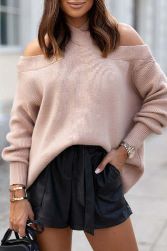 Elegant Solid Color Halter Sweaters(4 Colors)