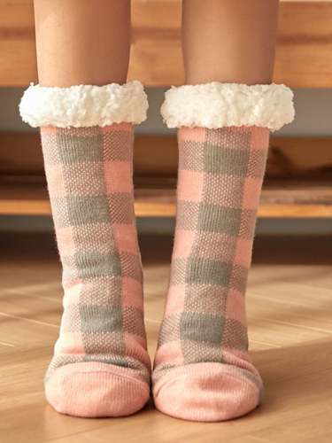 Plaid Plus Velvet Warm Socks