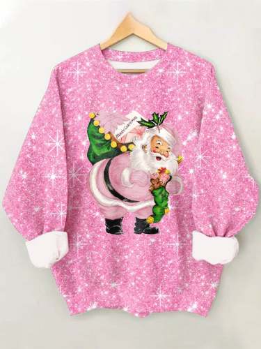 Women'S Santa Sequins Print Casual Sweatshirt