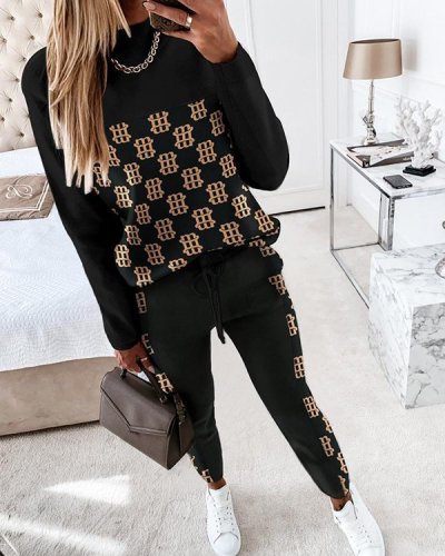 Casual Loose Printed Suit