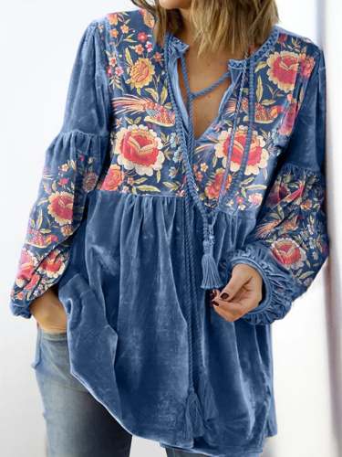 Women's Retro Embroidered Journey Casual Top