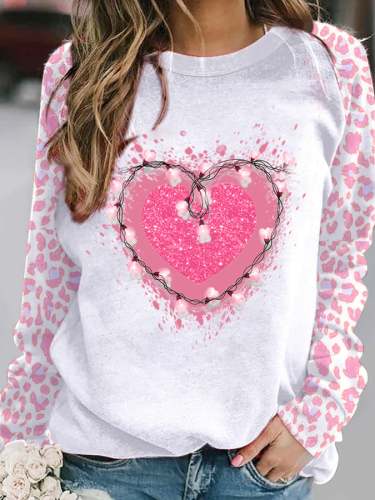 Valentine's Day Pink Heart Casual Sweatshirt