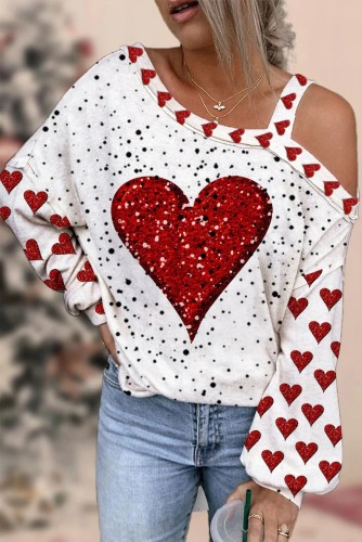 Red Love Hourglass Watercolor Valentine's Day Off-shoulder Blouse