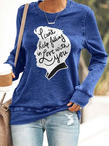 King Of Rock Roll I Can't Help Falling In Love With You Print Sweatshirt