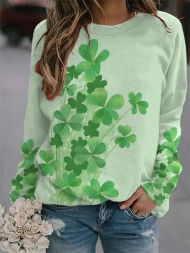 Women's St. Patrick's Day Clover Painting  Sweatshirt