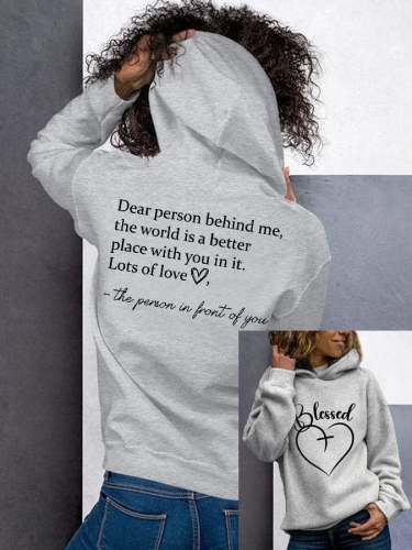 Women's Dear Person Behind Me Blessed Casual Hoodie